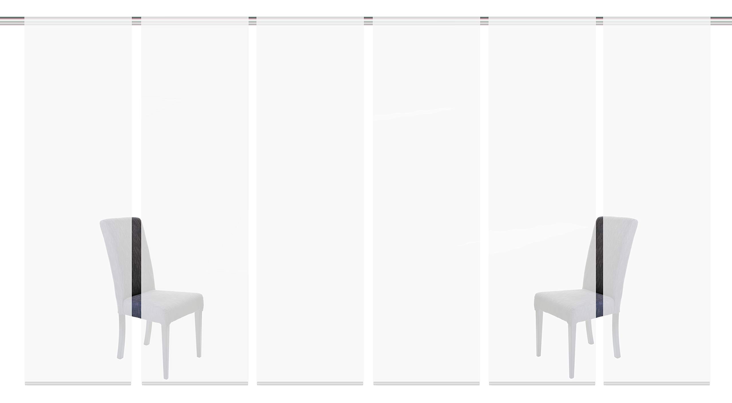 Home Fashion Set-aanbieding Roma met schuifgordijn ROM, naar keuze in verschillende stofkwaliteiten en set-groottes | elk 245 x 60 cm | kleur: wit (3, half transparant vlamgaren (halve organza
