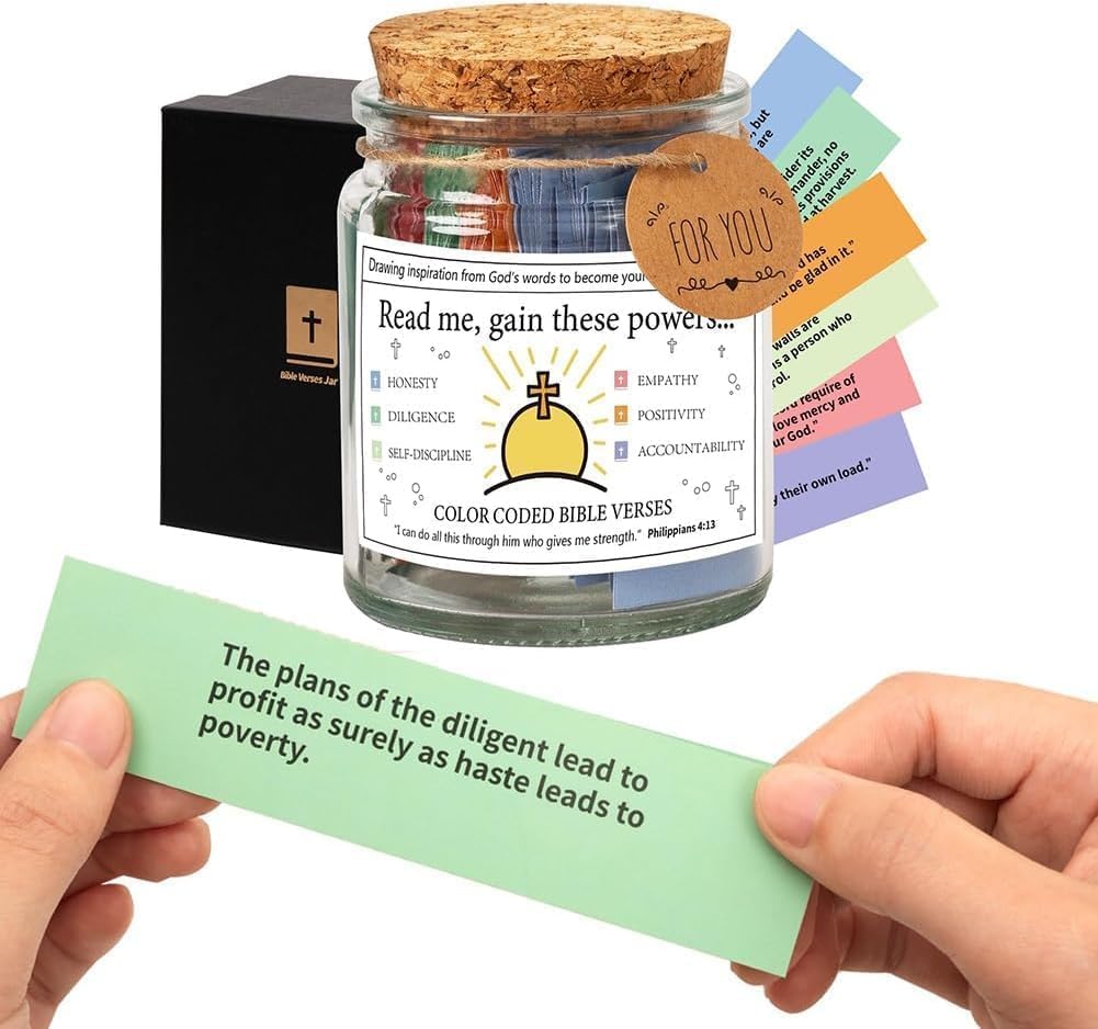 Bible Jar - Barattolo con versi della Bibbia | Read Me When Bibbia Verses Jar for Emozioni e Sentimenti | Barattolo di preghiera in con 90 scritture