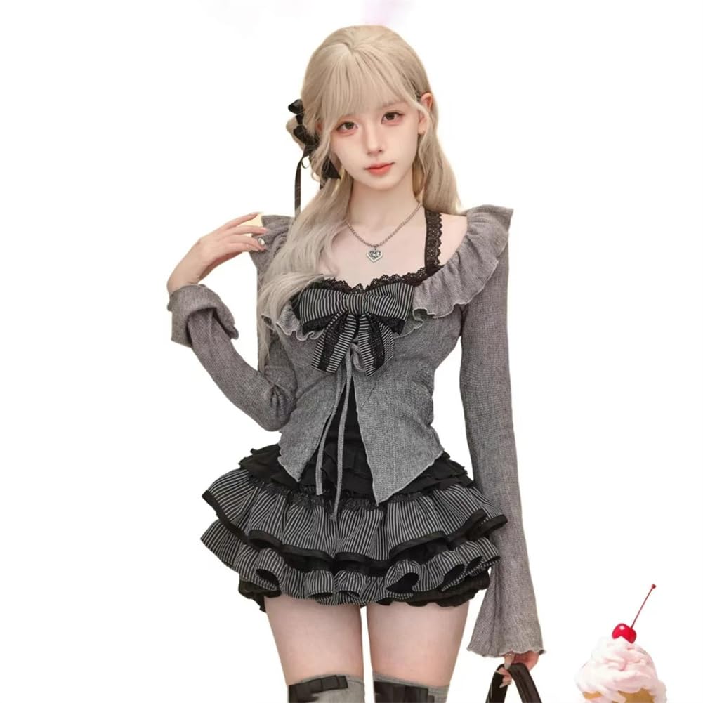 Amazon.co.jp: [EDREES] 地雷系 セットアップ レディース 蝶結び