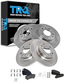TRQ Front and Rear Brake Pad & Rotor Kit Brake Pads Brake Rotor Ceramic Compatible with 2003-2005 Mazda 6