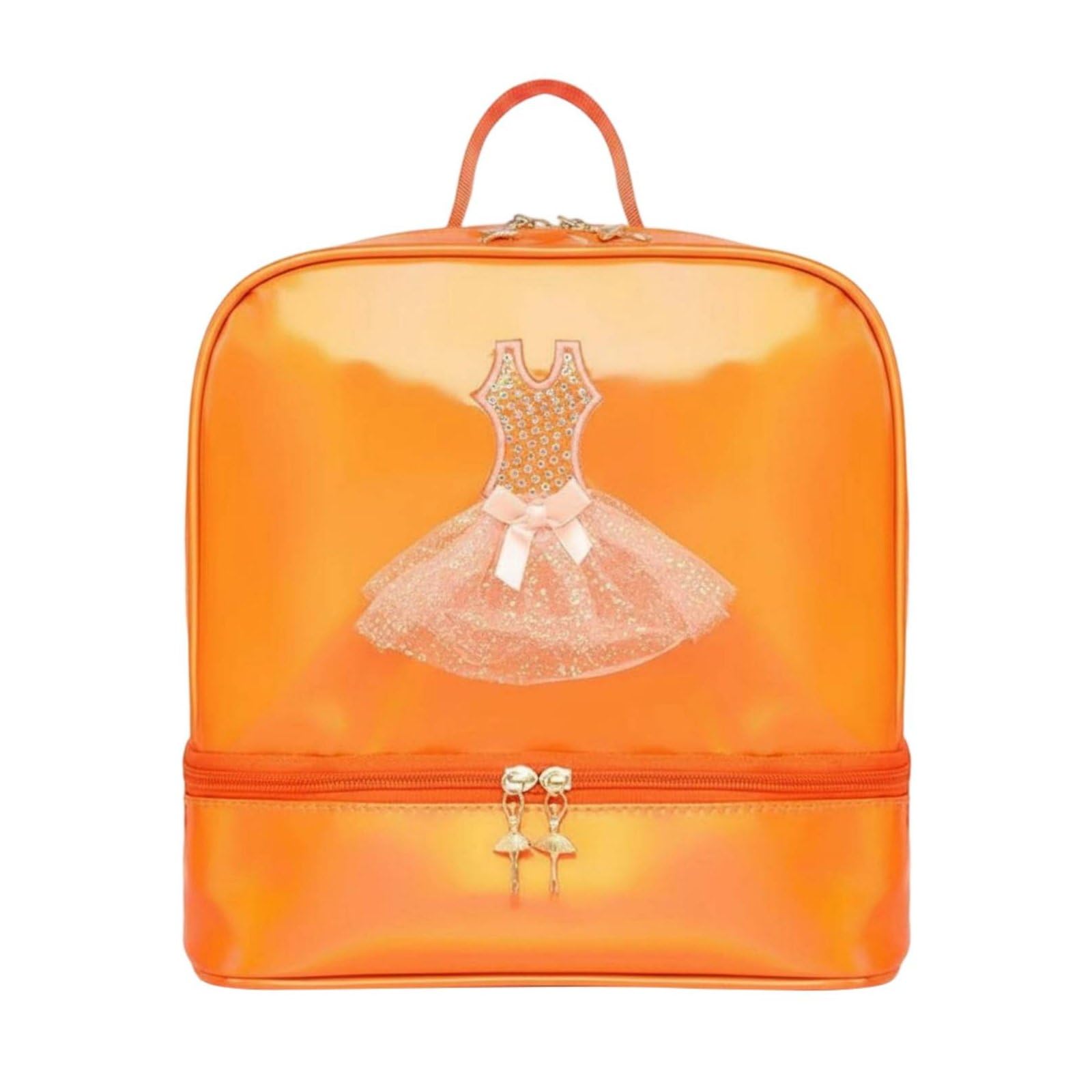 ATORSE Cute Design Holographic Backpack Adjustable Straps Ballerina Dance Bag Large Capacity Girls Ballet Bag Easy to Clean for Children, Dancers, Ballerinas, School, Orange-image-37