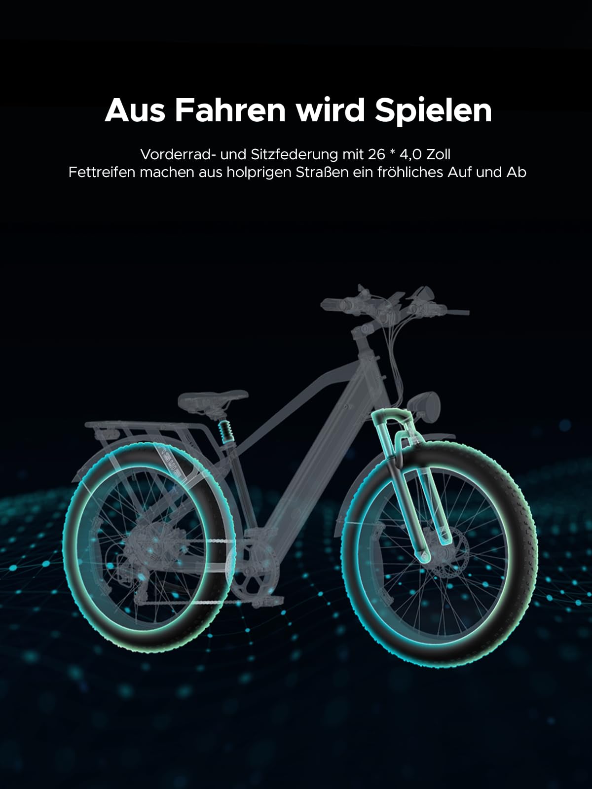 ENGWE E26 26-Zoll E-Bike für Erwachsene, 48-V-Akku mit 16Ah und Reichweite 140KM, Hydraulische Bremsen und Doppel-Federung, Mit LCD-Display und 7-Gang-Schaltung, Drehmoment 70 Nm