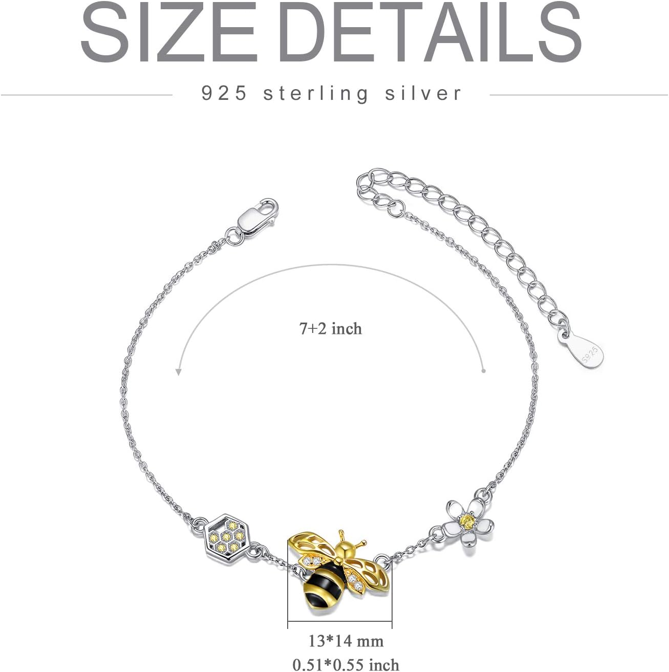 LONAGO 925 Sterling Silver Bee/Sunflower/Red Cardinal Bird/Autism Bracelet You Are My Sunshine Adjustable Chain Jewelry Gift for Women Mom - Image 6