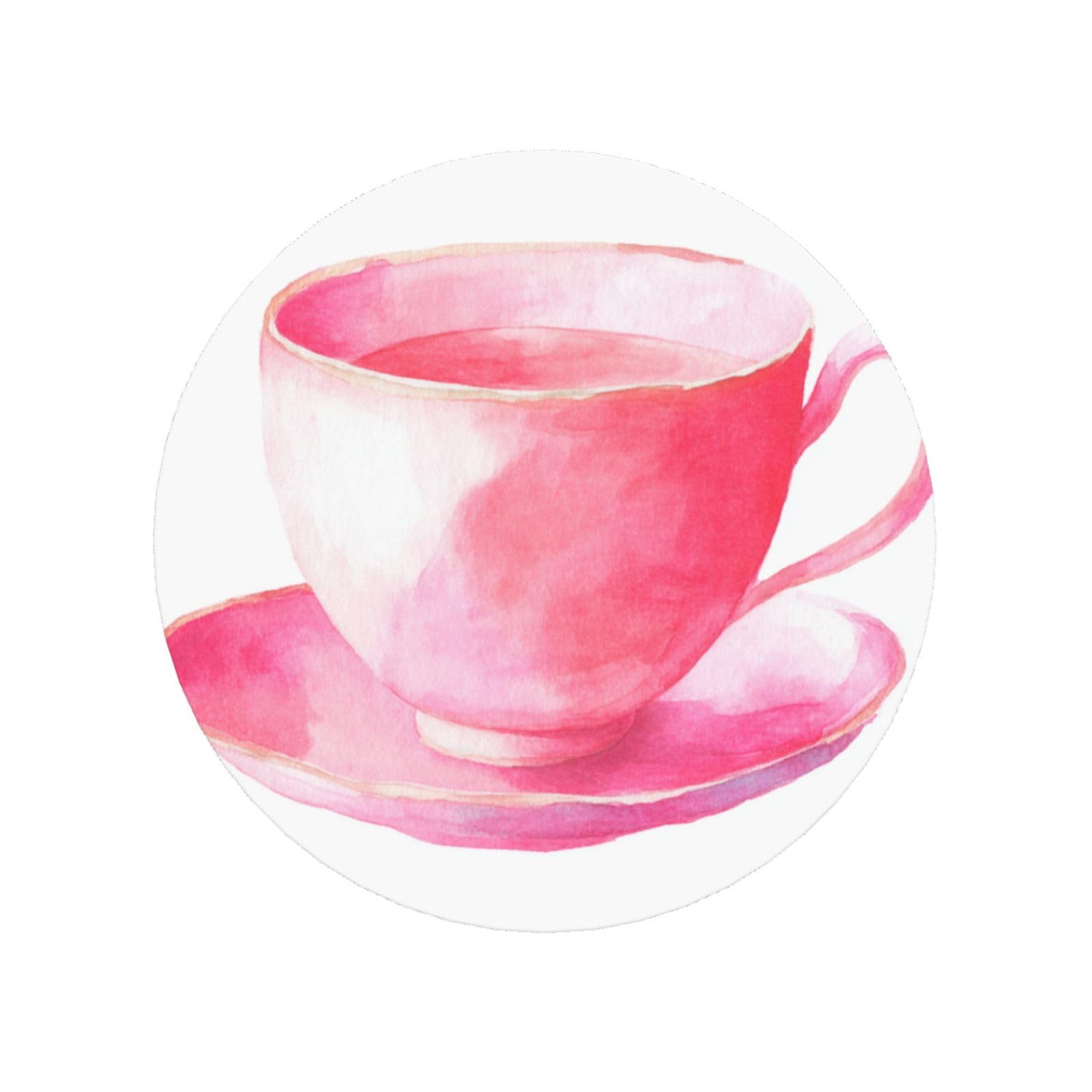 Cute Pink Vintage Tea Cup Round Magnetic Fridge Magnets For Kitchen Durable With Enduring Magnetism
