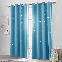 Vista 59 de NICETOWN - Cortinas para habitación de niños con estrellas de corte láser, cortinas de ventana opacas para guardería para bloquear la luz y reducir