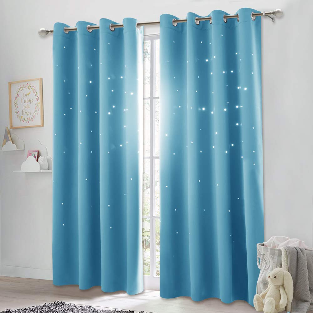 NICETOWN Nursery Blackout Curtains for Kids Decor, Light Blue, 1 PC, 52x84