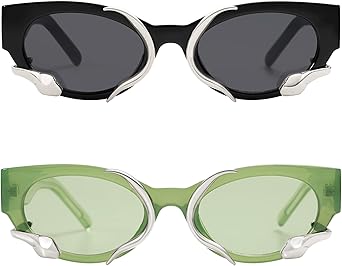 Trendy Sunglasses for Women Men Vintage Narrow Cateye Metal Snake Sunnie Y2k Accessories AP3621