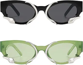 Trendy Sunglasses for Women Men Vintage Narrow Cateye Metal Snake Sunnie Y2k Accessories AP3621