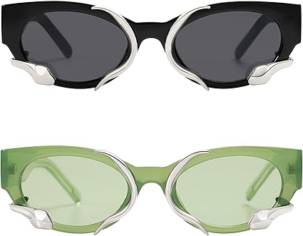 Trendy Sunglasses for Women Men Vintage Narrow Cateye Metal Snake Sunnie Y2k Accessories AP3621