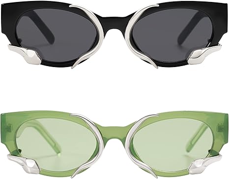 Trendy Sunglasses for Women Men Vintage Narrow Cateye Metal Snake Sunnie Y2k Accessories AP3621