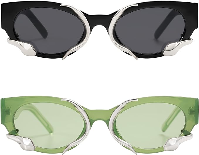 Trendy Sunglasses for Women Men Vintage Narrow Cateye Metal Snake Sunnie Y2k Accessories AP3621