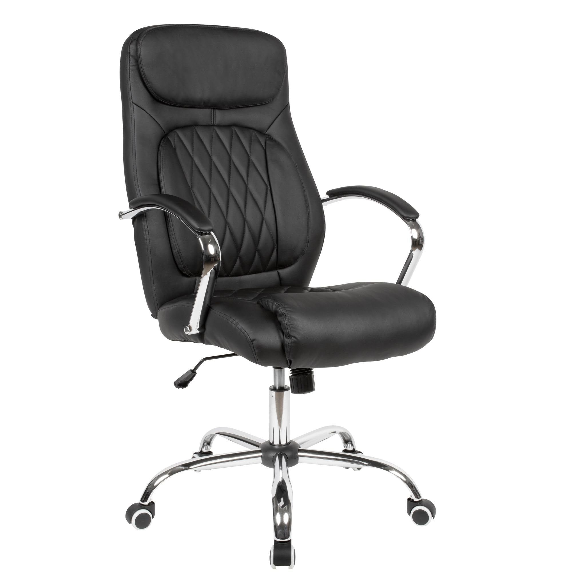 FineBuy Arbeitshocker Höhenverstellbar – Mit Rollen Und Fußring, Kunstleder, Schwarz, Bis 120 Kg