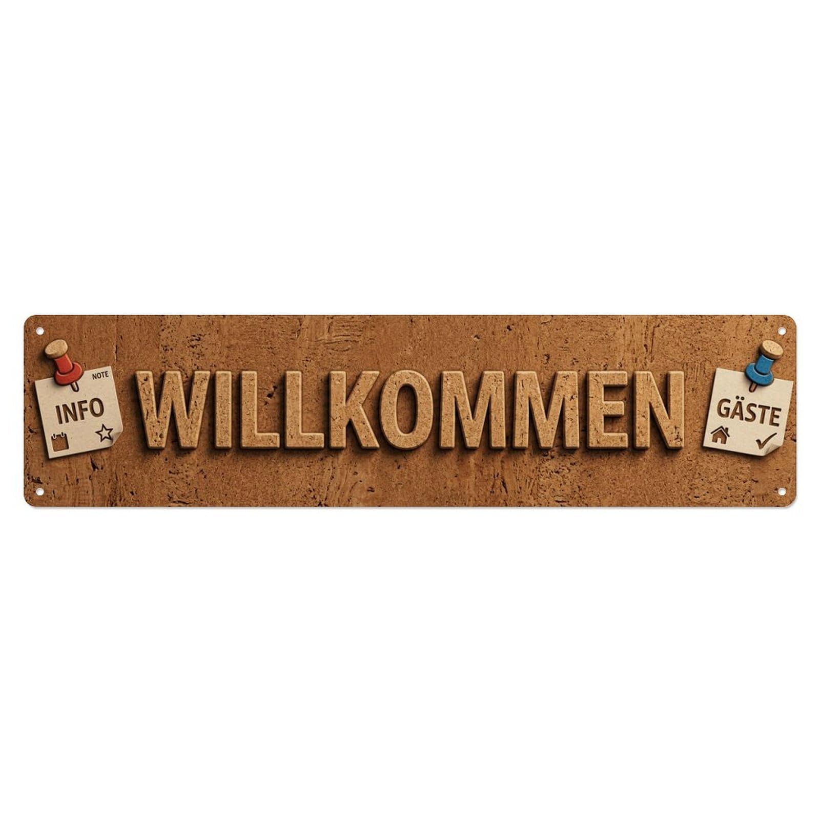 Cork Board Natural Organic Welcome Metal Tin Sign