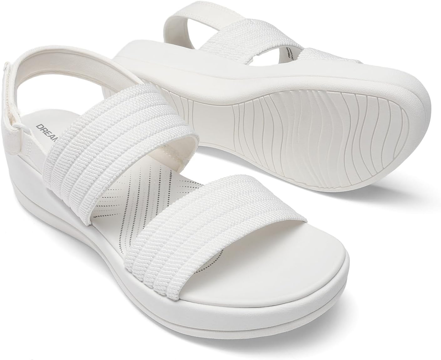 DREAM PAIRS Women's Walking Sandals Lightweight Soft Footbed Low Wedge Comfort Indoor Outdoor Flat Sandals