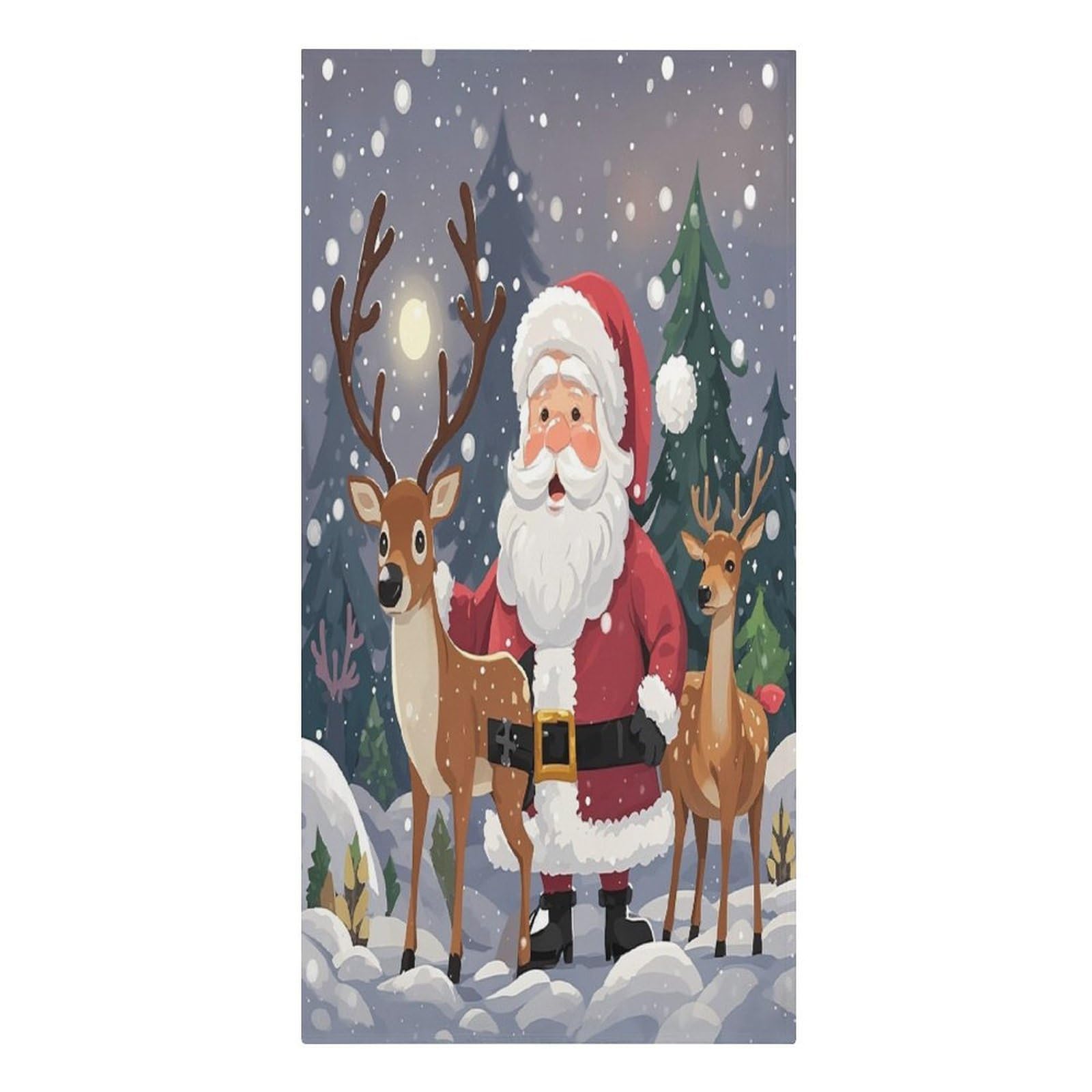FekiLoot Santa Claus and Deer Elk Beach Towel Sand Free Quick Dry Travel Towels Extra Large Big Pool Swim Towels Soft Absorbent Beach Blanket for Vacation Essentials Adult Gift 30" X 61"