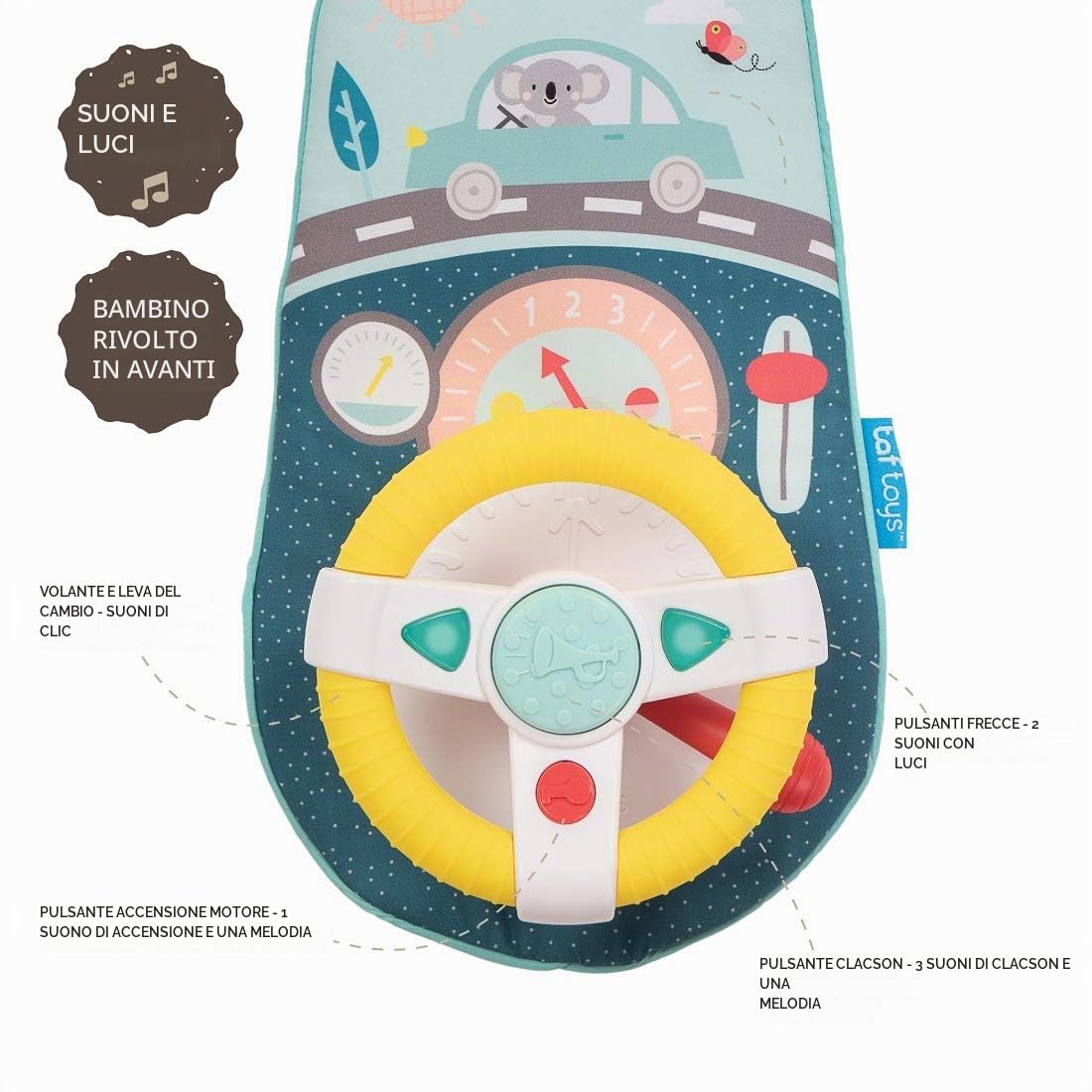 Taf TAF12515 Toys Volante Auto Per Bambini Koala - 0.77 Kg, arcobaleno