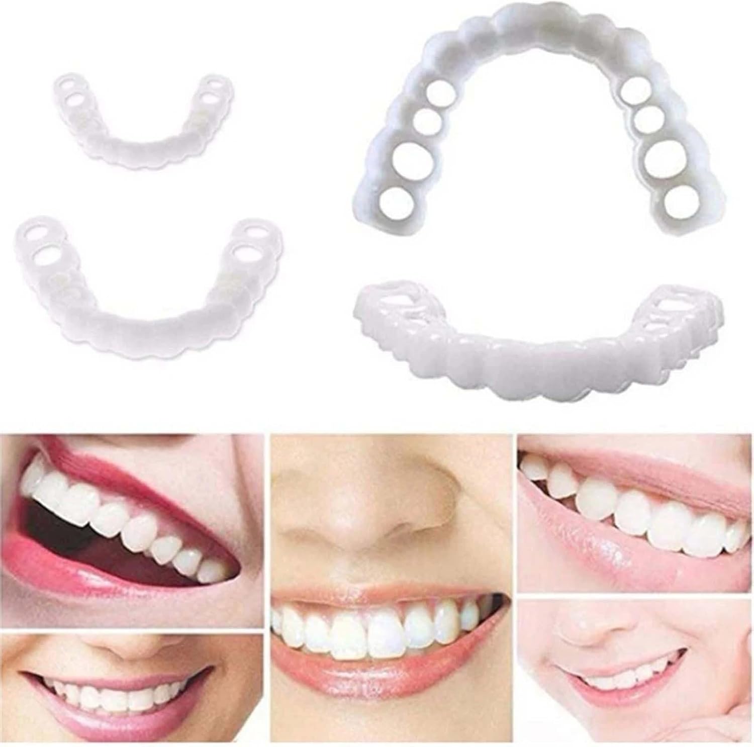 Adjustable for Men and Women,Beautiful Smile，2 Pairs(White)