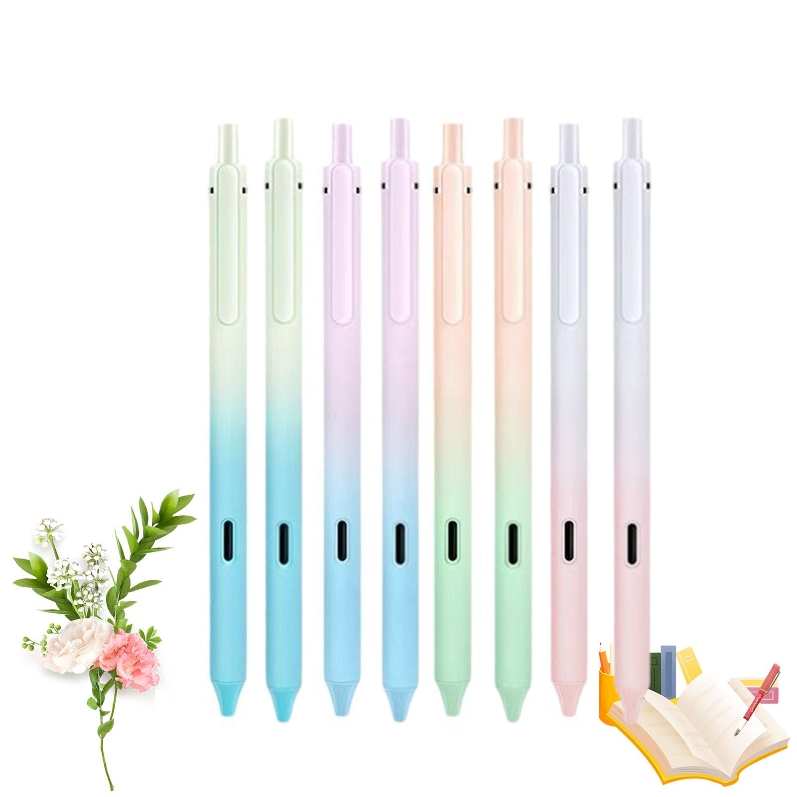 ABOSEDE Gelstifte, 4 Stück, schwarze Tinte, 0,5 mm, mittlere Spitze, glattes Schreiben mit Silikongriff, High-End-Serie, einziehbare Stifte mit Metallclip (8 Stück)