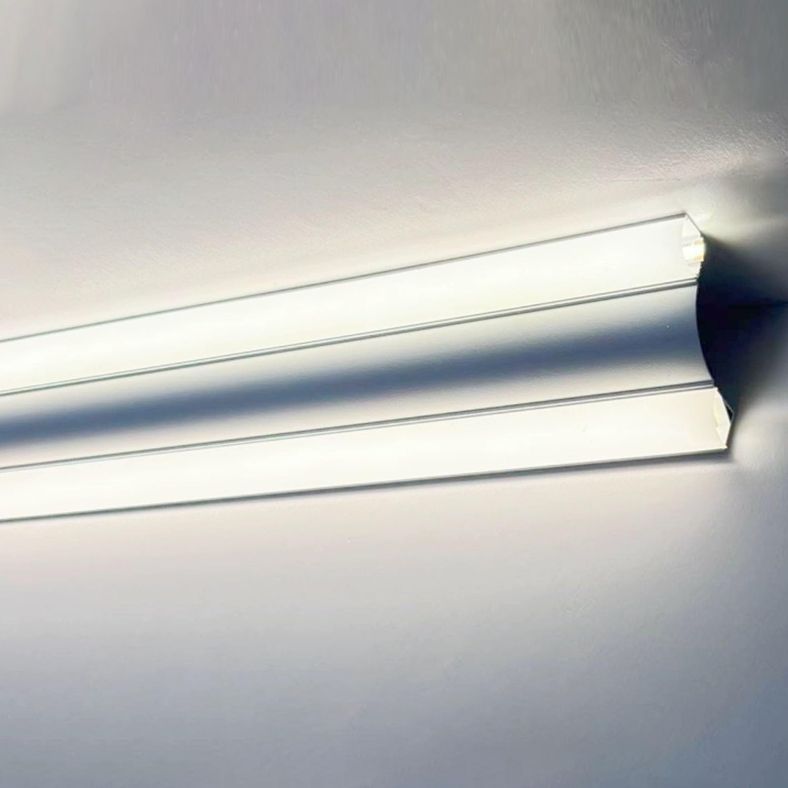 Aluminum Crown Moulding Ceiling Wall Indirect Lighting, Double Light Strip Crown Molding Trim 2 1/4" x 2 1/4", Cornice LED Channel Wall Washer Decor(White,12.5m(41ft))