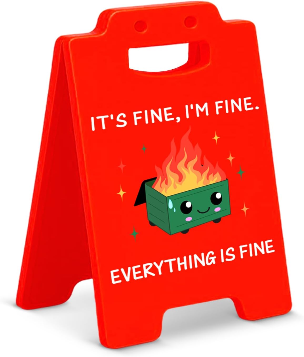 Dumpster Fire Desk Accessories Desk Signs - Funny Office Gifts for Coworkers, Cute Dumpster Fire Gifts, I'm Fine Everything is Fine Office Decor for Women Men