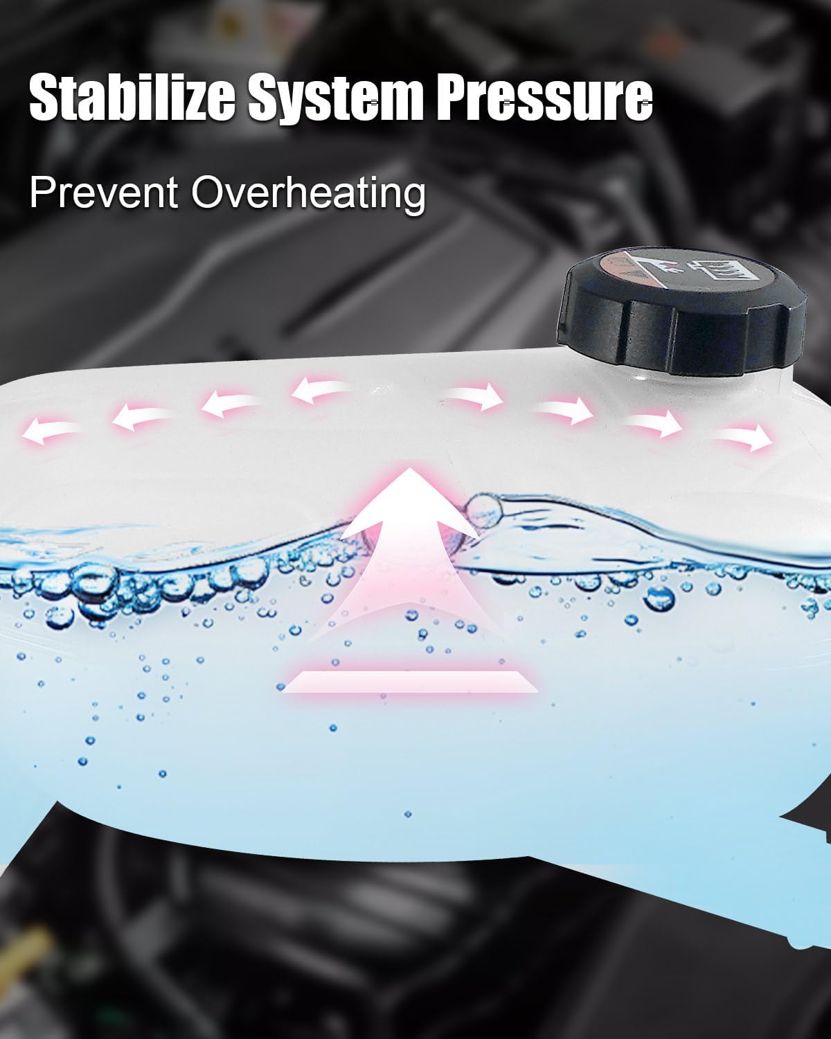 Coolant Radiator Reservoir Tank with Cap Fit for Hyundai Sonata 2020-2023 Kia K5 2021-2023 Replace 25430-L1500 25430L1500