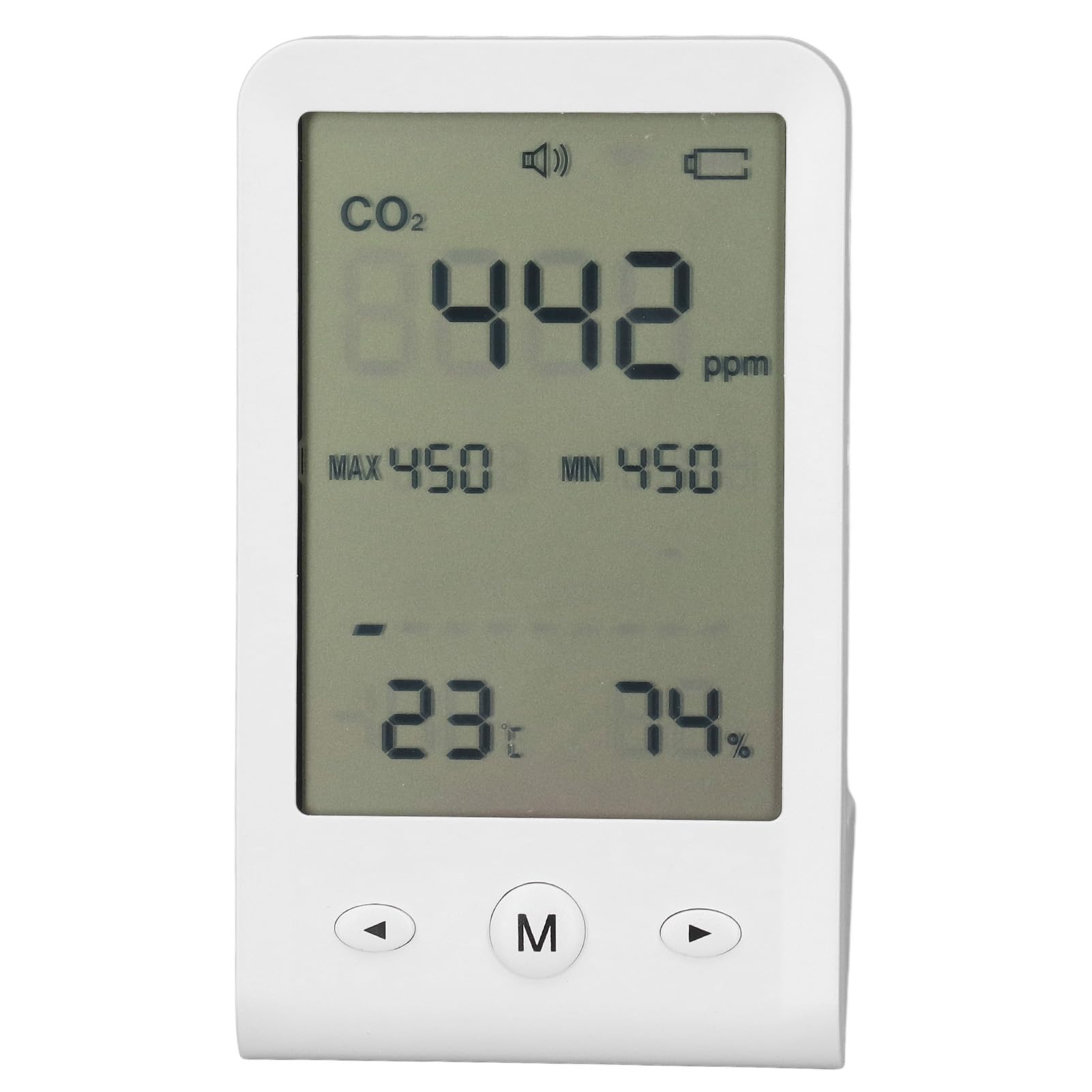 Monitor de CO2, Detector de CO2 Multifuncional, Termómetro Higrómetro con Alarma, para Medidor de Calidad del Aire Interior, Hogar, Oficina, Aula