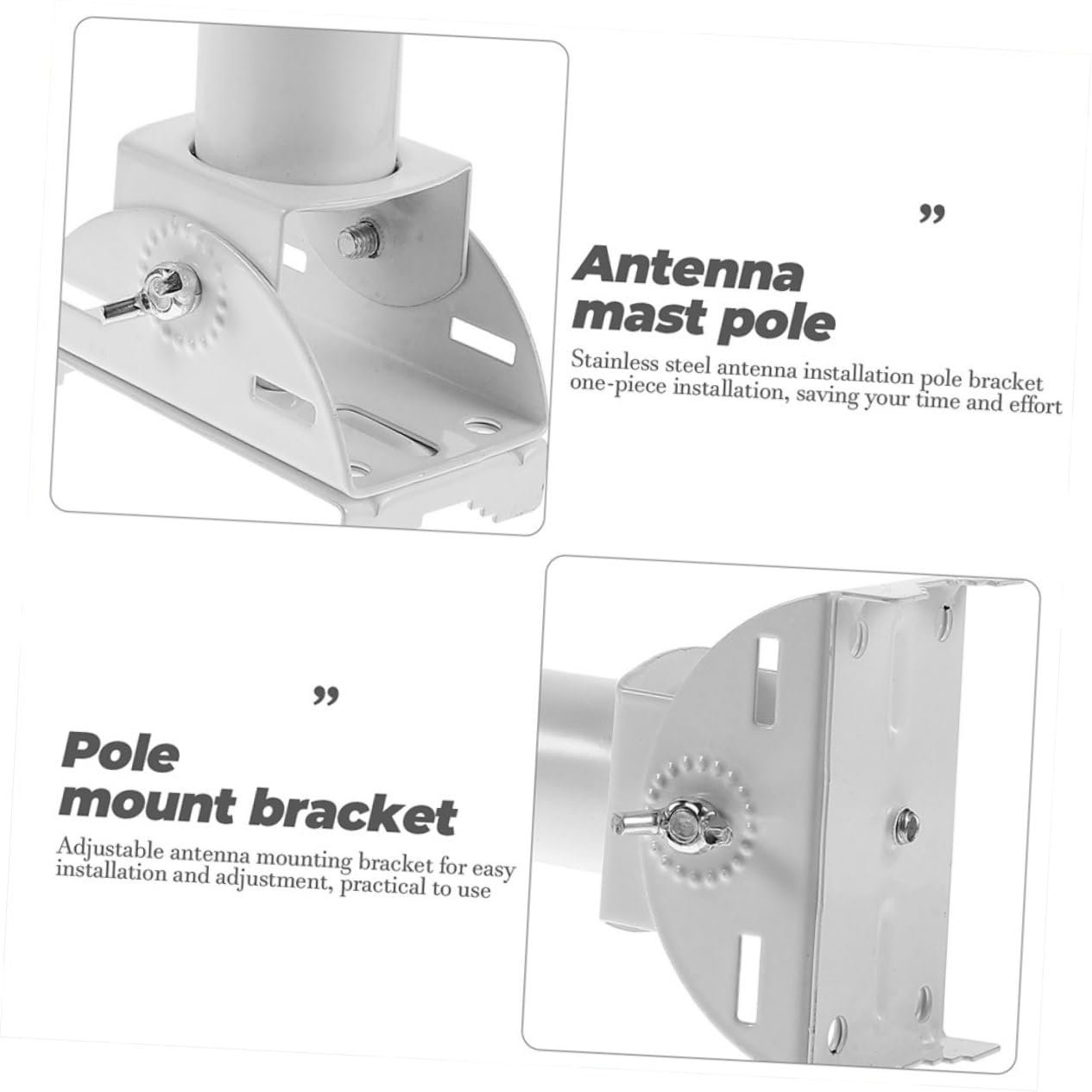 ULTECHNOVO 2 Pièces En Acier Inoxydable Blanc Station Météo Poteau De Montage Antenne Poteau De Montage Antenne Extérieure Montage Antenne Grenier Poteau De Montage Support Réglable Mât
