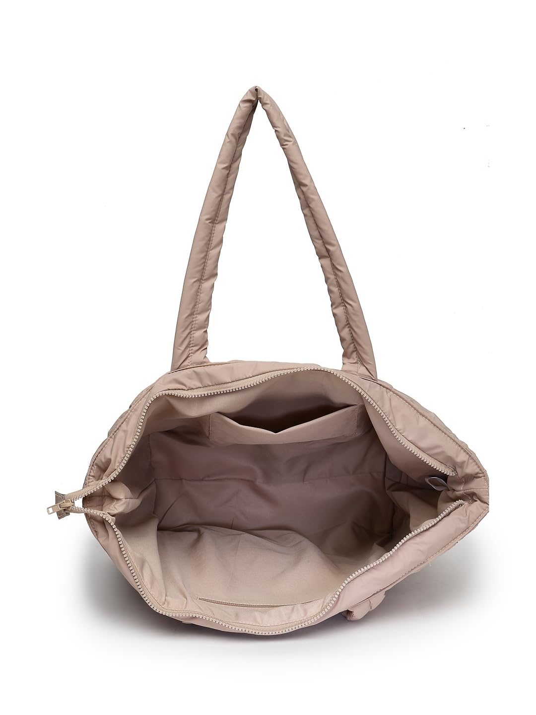 Anekaant Uno Tan Polyester Diamond Quilted Handheld Bag 4
