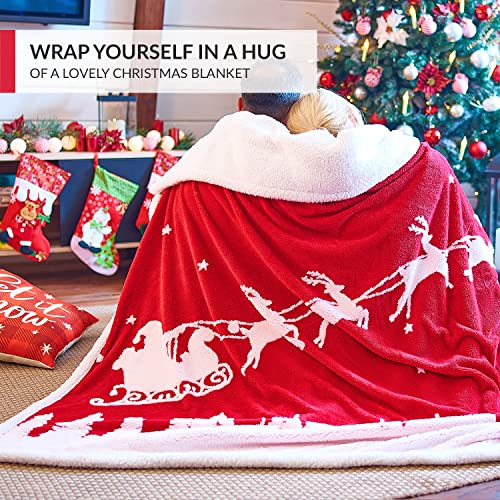 Malinad Christmas Blanket Sherpa Throw - 50X60 Santa Red - Soft, Cozy, Warm - Perfect For Holiday Clearance - Winter Decorations For Home #TOP5