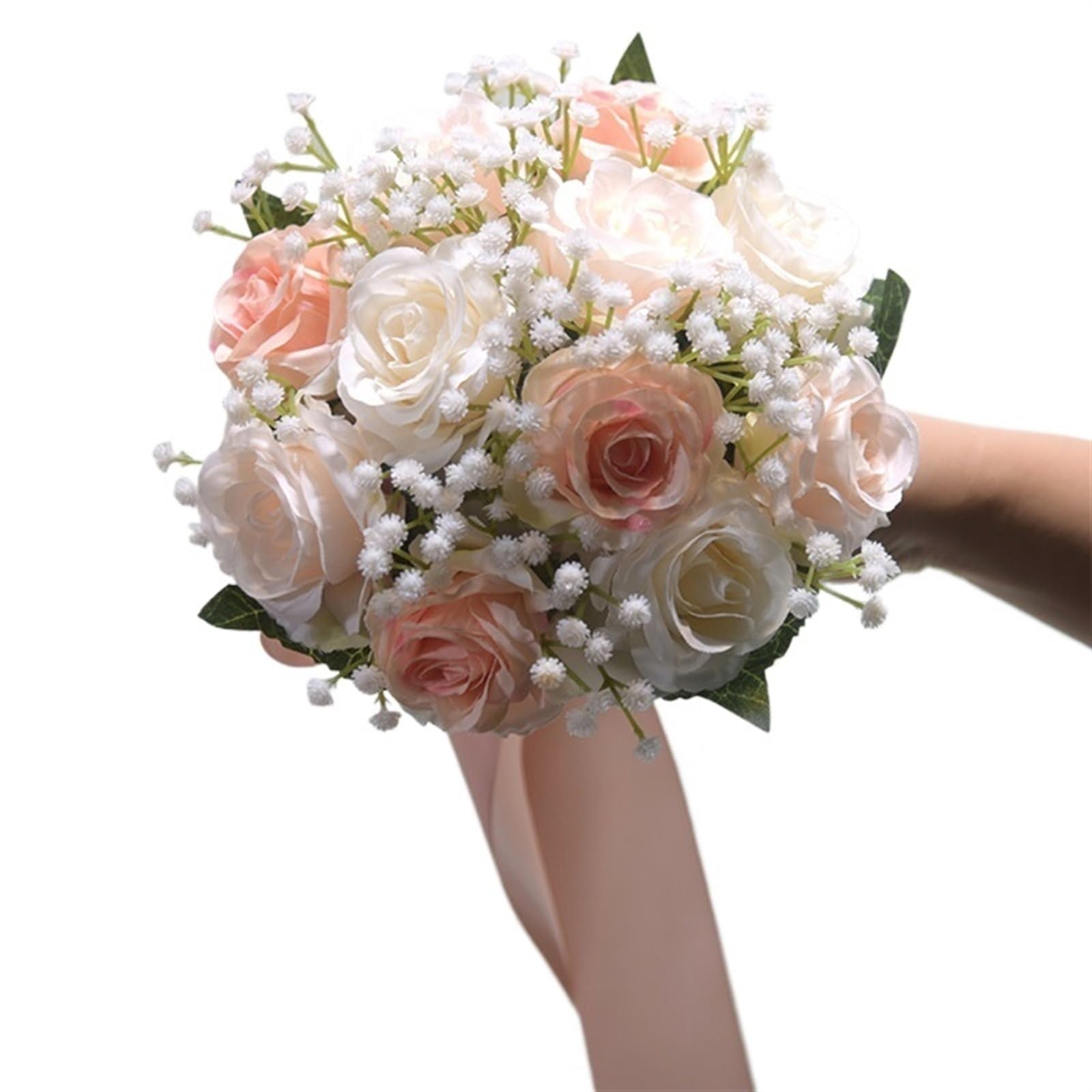 ZGCrumphant Artificial Wedding Bouquet Bridal Bridesmaid Wedding Bouquet Artificial Roses Flowers Bride Holding Mariage Party Accessories(Pink)
