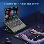 LIANGSTAR Plaque de refroidissement pour ordinateur portable, Refroidisseur pour ordinateur portatif avec 6 Eventails silencieux pour 12-17 pouces Notebook Gaming Fan Stand stable, 7 Hauteur & Vitesse du vent réglable, 2 USB Port & Porte-téléphone (Noir)