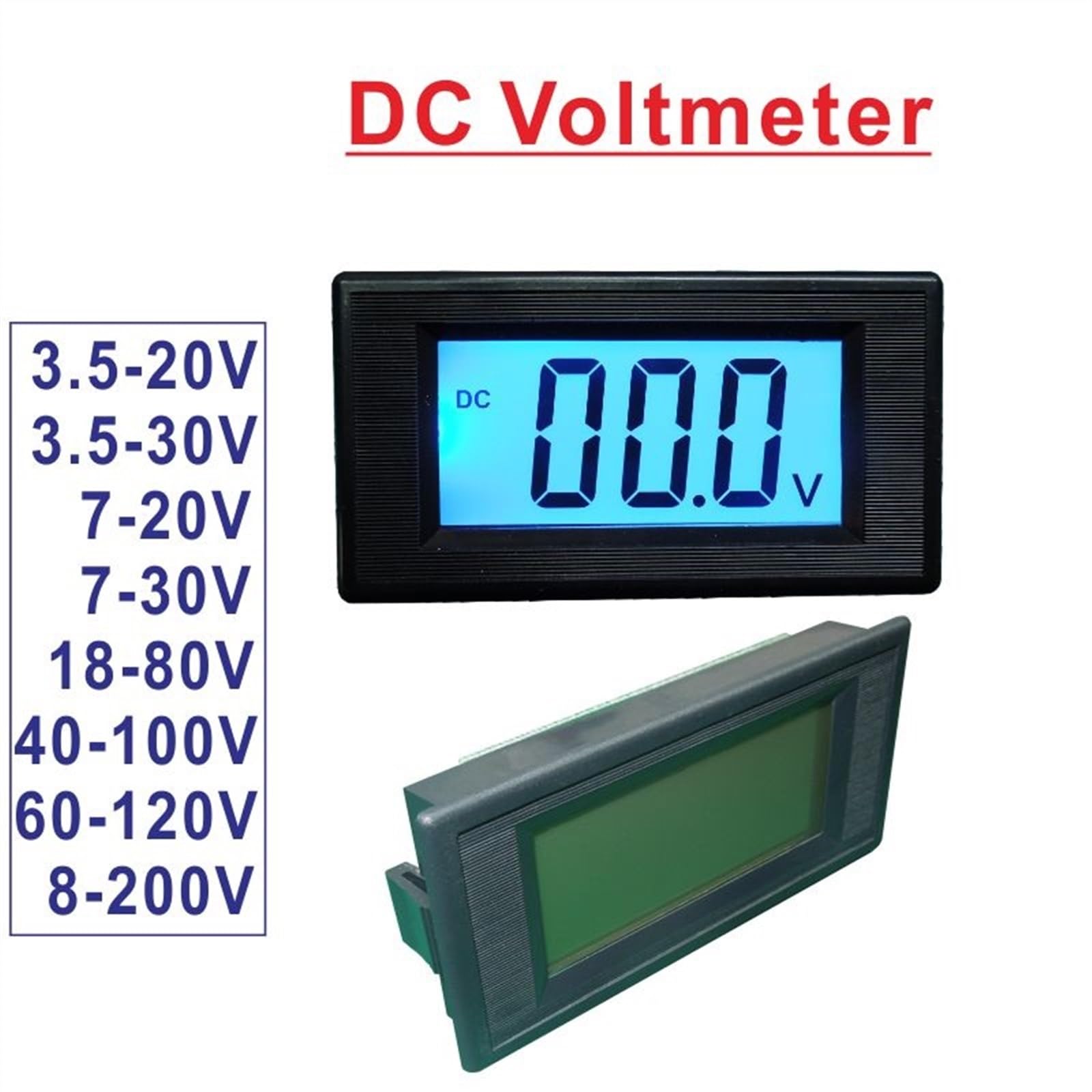 Woltomierz DC Miernik napięcia stałego Dwuprzewodowy cyfrowy LCD Woltomierz panelu LCD Wskaźnik napięcia Niebieskie podświetlenie Tester napięcia DC (rozmiar: DC3,5-20V)