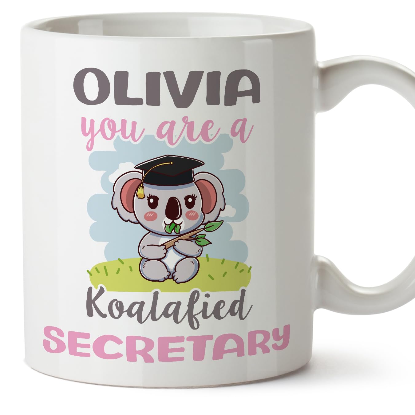 MUGFFINS Personalised Mug for Secretary Woman - in English - Custom Koalafied - Funny Custom Gift for Colleagues - Ceramic 11oz Mug — image 1