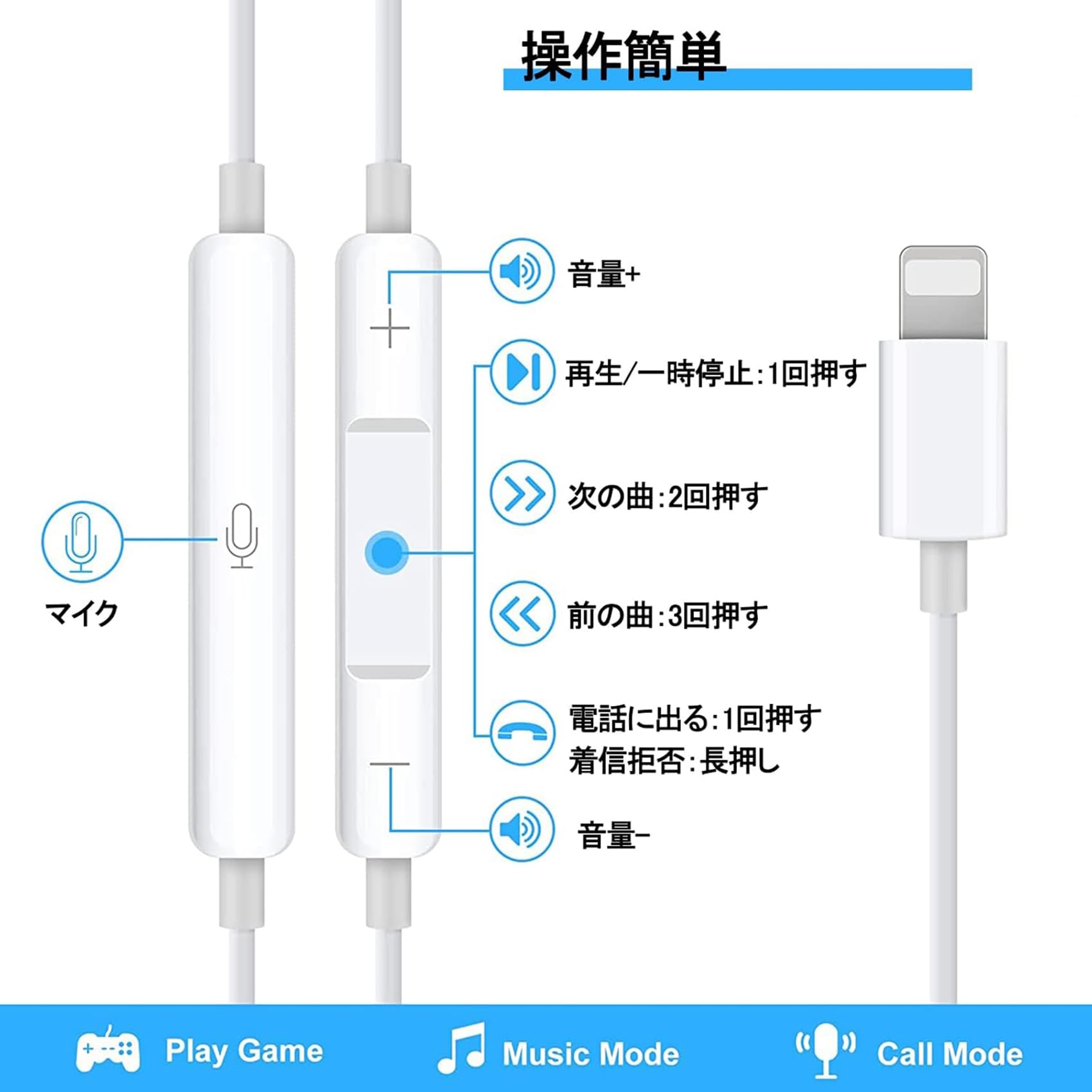 Amazon.co.jp: イヤホン iPhone 用 有線 マイク付き 重低音 ステレオ