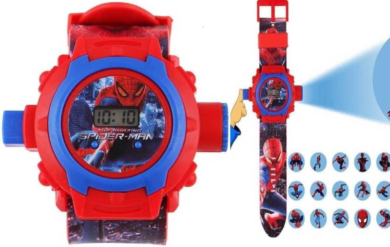 Digital 24 Images Projector Cartoon Watch for Kids Boys Rubber Material Watch | Best Digital Toy Watch for Boy's & Girl's (Red)
