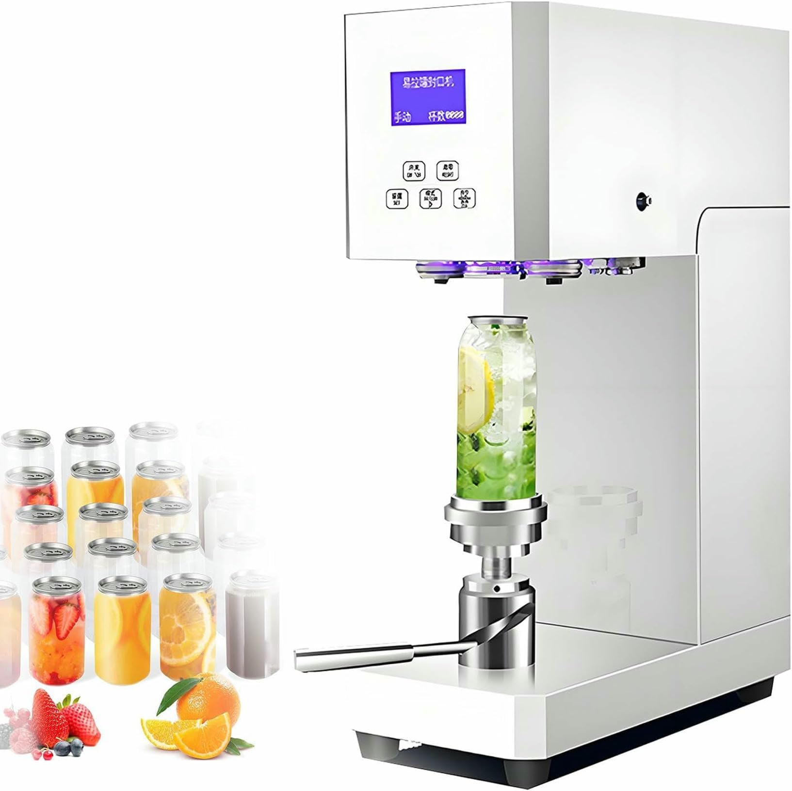 Fhrka White Automatic Can Sealer Machine, 370W Can Seamer Press Tin Can Sealing Machine, With Intelligent Panel & Counting Height Adjustable (White)
