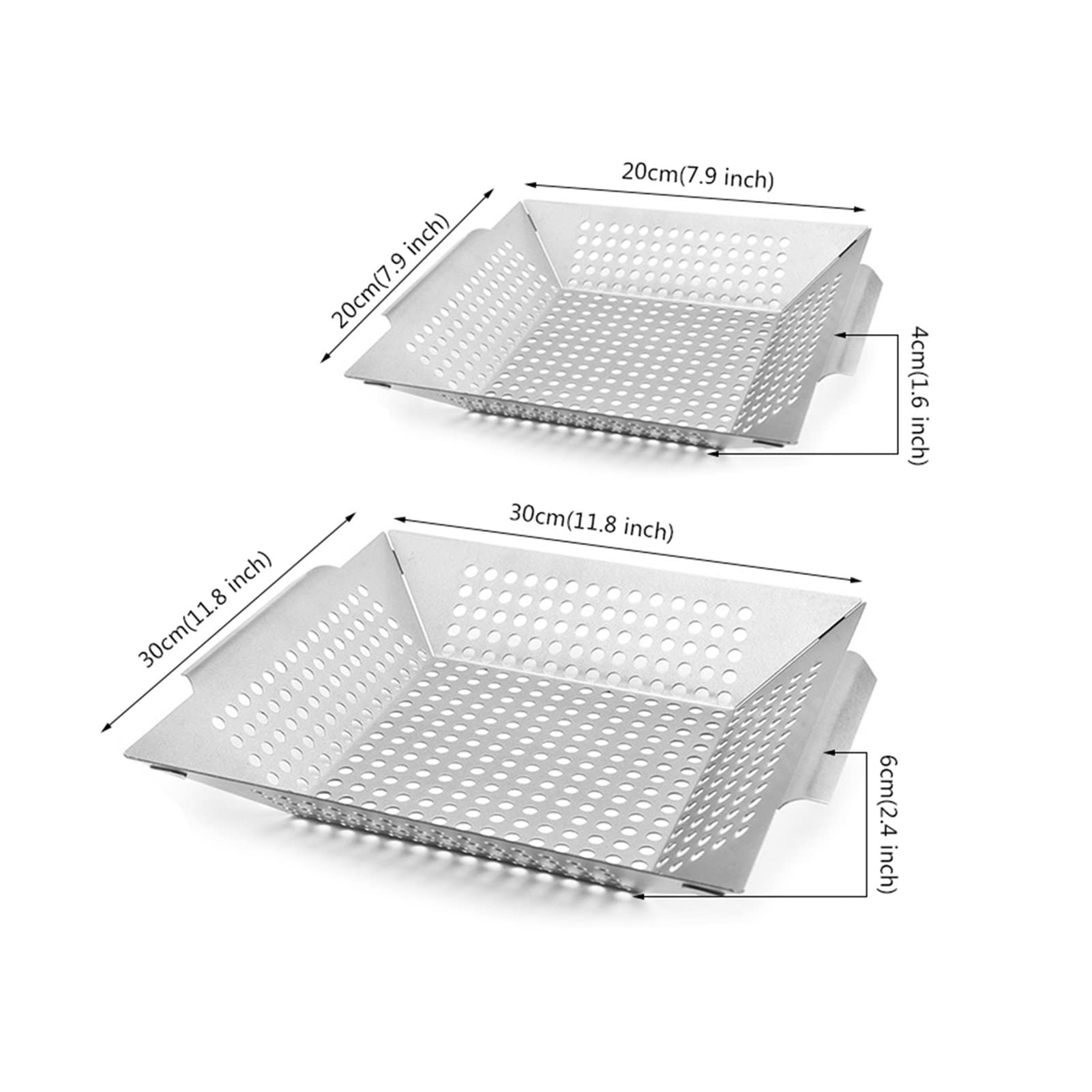 Perforowane kosze grillowe ze stali nierdzewnej - kosz grillowy na świeżym powietrzu, do grillowania warzyw, owoców morza i mięs, akcesoria do grillowania w kuchni /96(Small and Large)