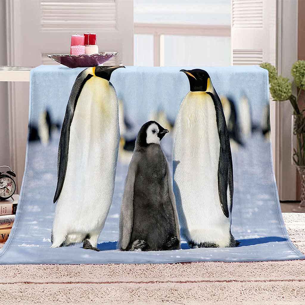 Couverture canapé pingouin plaid 150x200 toutes saisons pour lit