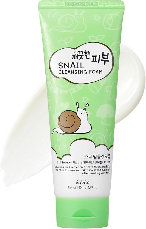 Snail Cleansing Foam – Nourishing Face Wash for Hydrated & Smooth Skin – Korean Skincare with Snail Extract for Deep Pore Cleansing & Anti-Aging – Gentle Foaming Facial Cleanser (5.29oz-150g)