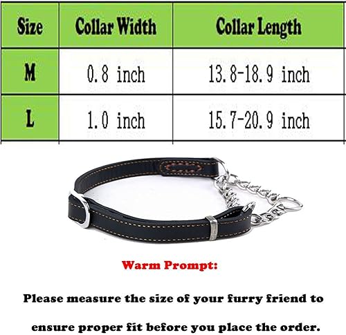 Miniatura 3 de Love Dream Martingale Collares para perros, de cuero genuino de entrenamiento de perro, cadena de acero inoxidable, antiescape, sin tirones para