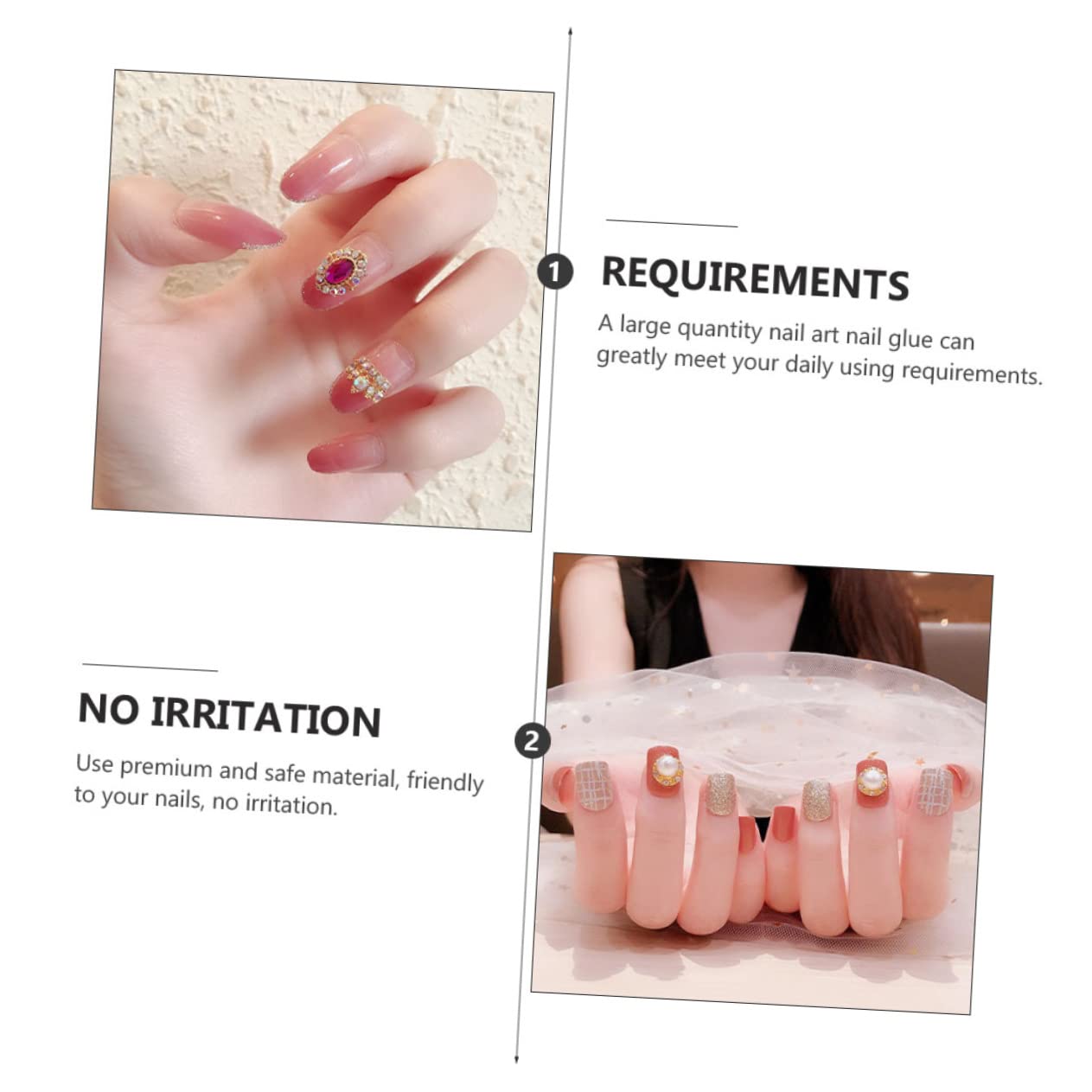 75pezzi Colla Per Unghie Artificiale Adesivo Per Nail Art Asciugatura Rapida Per Manicure Professionale e Uso Personale Collo Accesso Facile Alta Adesività Per Unghie False