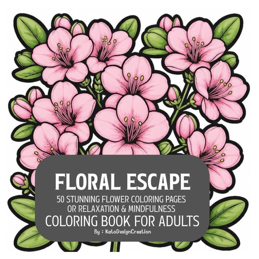 Floral Escape: 50 Stunning Flower Coloring Pages for Relaxation & Mindfulness: Large Print • Single-Sided Pages • Stress Relief & Relaxation • 8.5x8.5 Inch Square Format