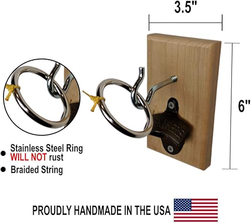 Miniatura 2 de Juego de gancho y anillo para lanzar anillo, montaje en pared con abrebotellas, lanzamiento de anillo de cereza Bimini