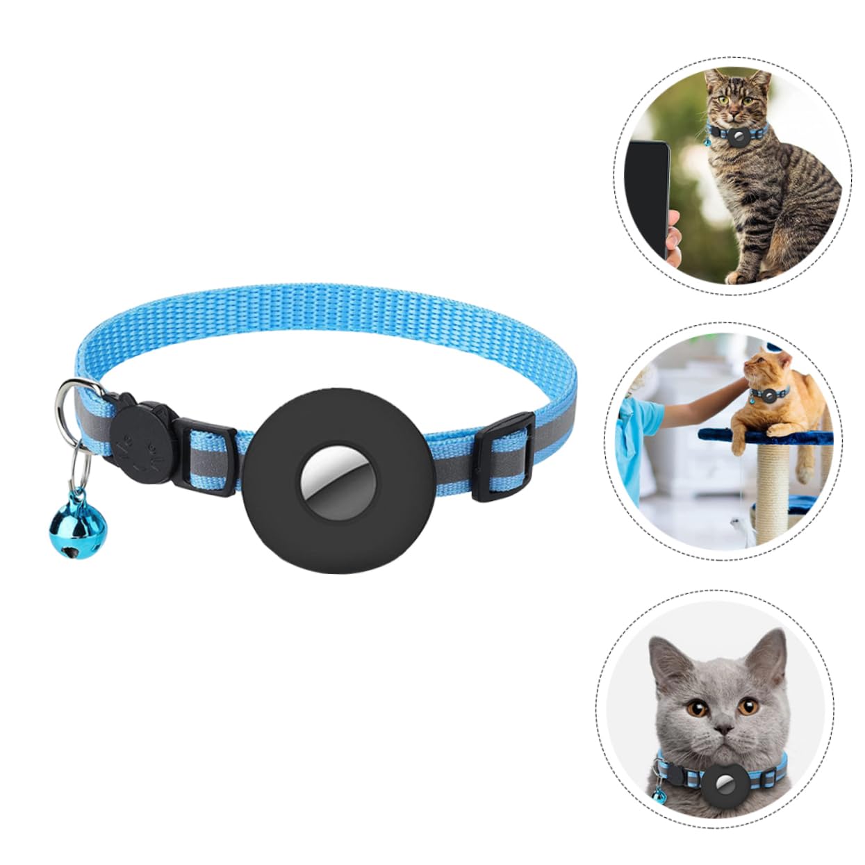 Happyyami 5pièces Collier Réfléchissant Ajustable pour Chien Collier De Sécurité Breakaway pour Animaux Perdants avec Conteneur De Traceur Accessoire Pratique Et Élégant