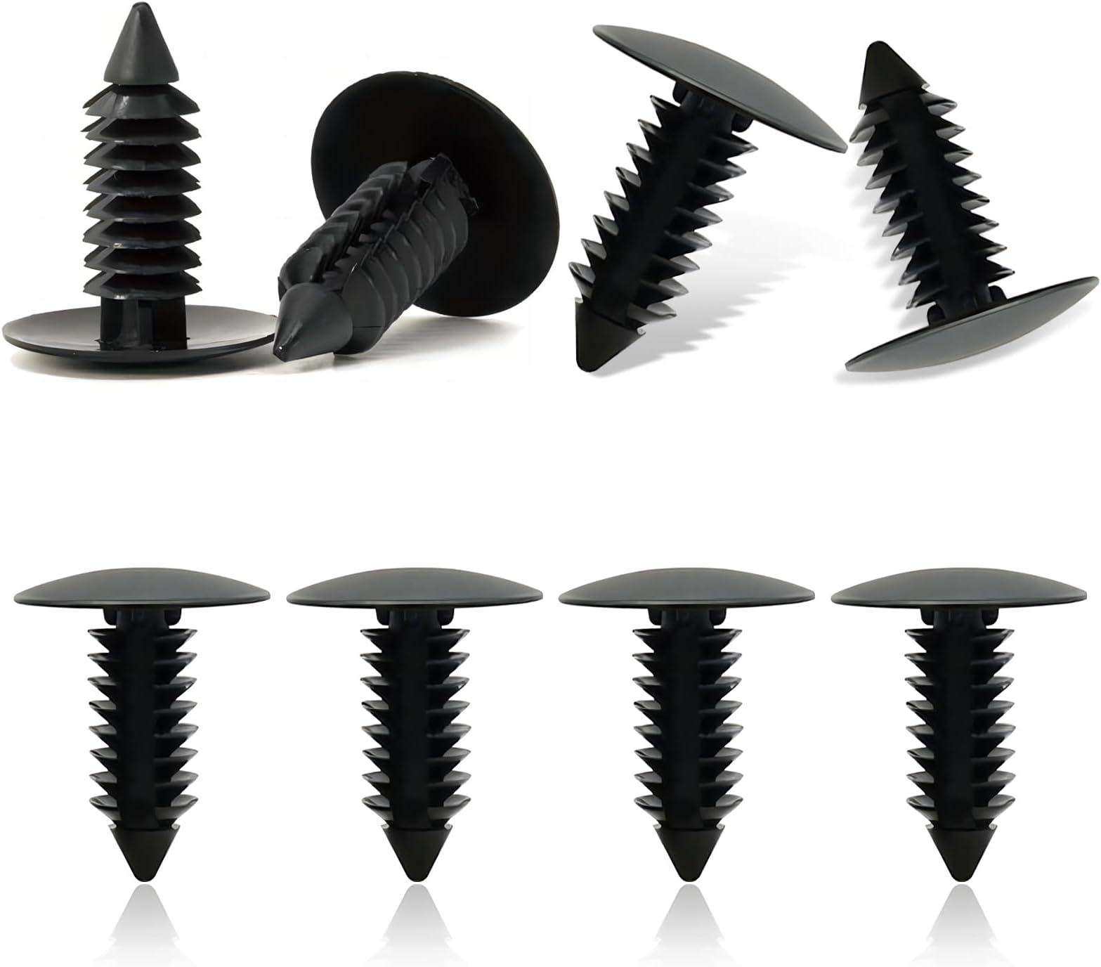 8 PCS Car Bumper Plug, PA66 Injection Molded Tree-Shaped License Plate Hole Cover Clip Fixed Fastening Buckle, Modification Replacement Accessories, Compatible with Most Car Models (Black)