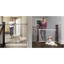 Regalo 2-in-1 Extra Tall Easy Swing Stairway and Hallway Walk through Baby Gate & 2-in-1 Extra Wide Stairway and Hallway WroughBaby Safety Gate
