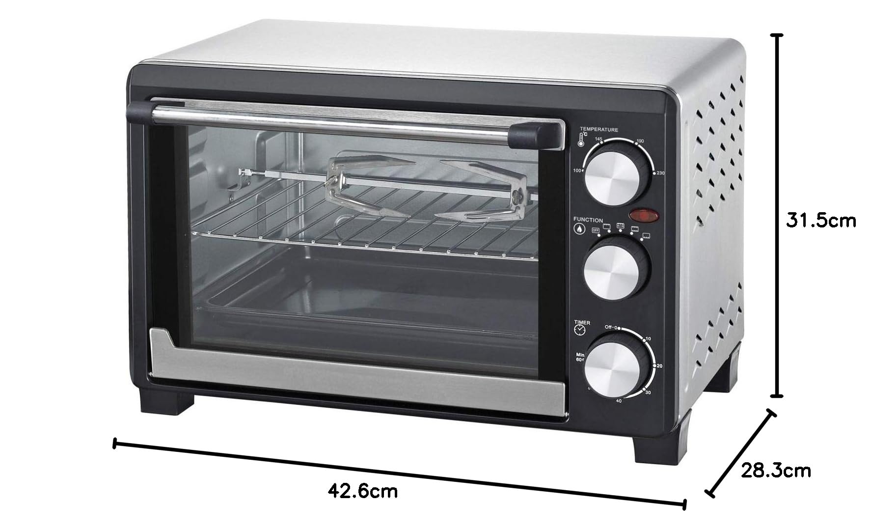Syntrox Germany 18 Liter Mini Stand Backofen mit Umluft und Drehspieß Miniofen Minibackofen Pizzaofen