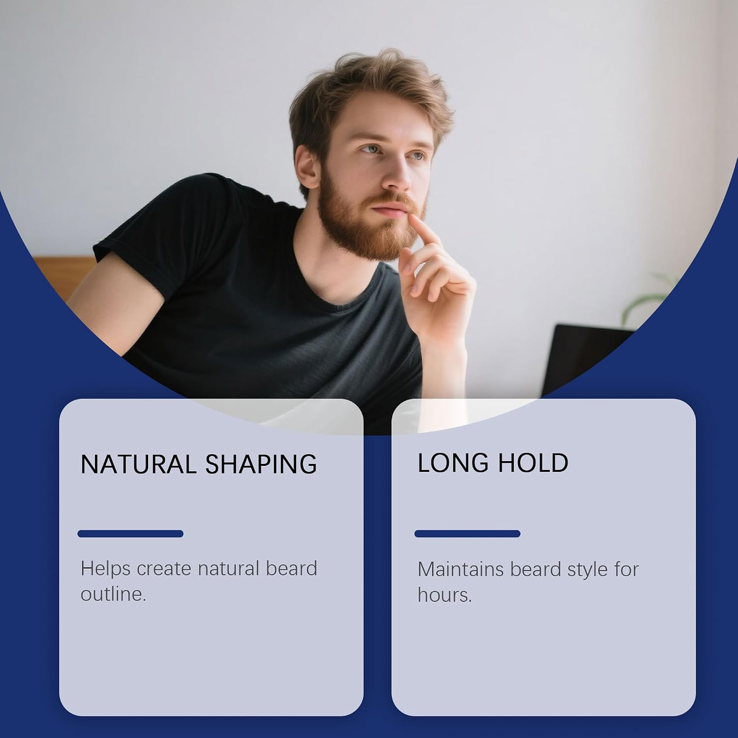 Beard Pencil Filler for Men, Waterproof Beard Pen with Beard Brush Long Lasting Coverage Natural Finish, Male Mustache Repair Shape, Facial Hair Styling Grooming Pencil, Black