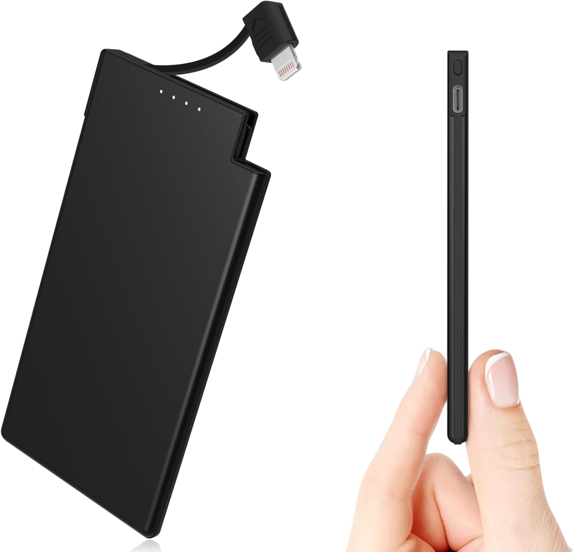 AuskangUltra Slim 5000mAh Portable Charger with Built-in Cable [Only 0.24 inch] Compatible with iPhone 14/13/12 mini/12/12 Pro/11/11 Pro/11 Pro Max/XR/XS/X/8/8 Plus