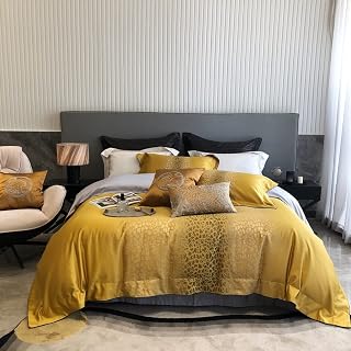 KSSMZ Yarn-dyed Jacquard Long-staple Cotton Four-piece Set Cotton Sateen Sheets Bedding Sheets and Quilt Covers (Color : D, Size : 200 * 230cm)